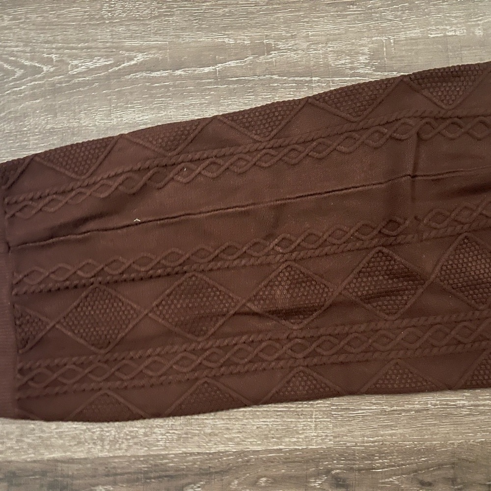 NEW Brown Cable Knit Stretchy Bodycon Midi Skirt